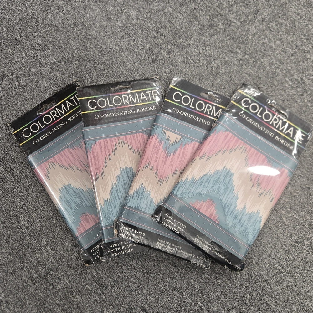 Vintage 80s 90s Colormate Wallpaper Border Southwest Design Decor Sears NOS